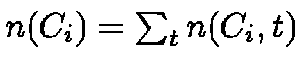 $n(C_i) = \sum_t n(C_i,t)$