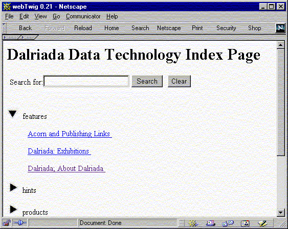 WebTwig screen