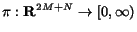 $pi: {bf R}^{2M+N} to [0,infty)$