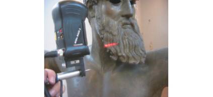 Laser scanning the statue of Zeus at the National Archaeological Museum