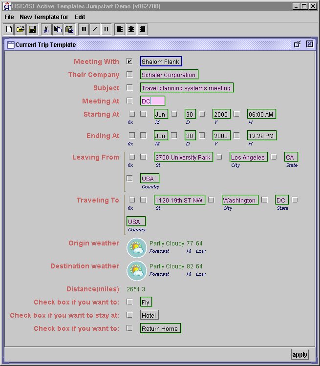 User Interface with Checkboxes