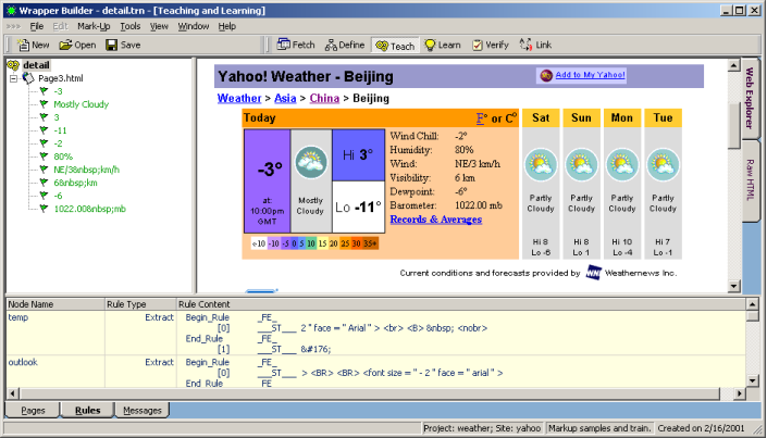 The Graphical User Interface for Building a Wrapper