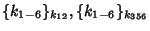 $ \{ k_{1-6} \}_{k_{12}}, \{ k_{1-6} \}_{k_{356}} $