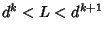 $ d^k < L < d^{k+1}$
