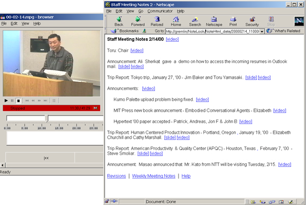 [screen shot of Web access with video playback]