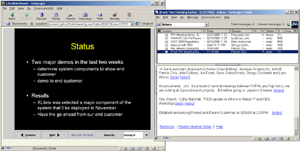 [screen shot of email access with slide playback]
