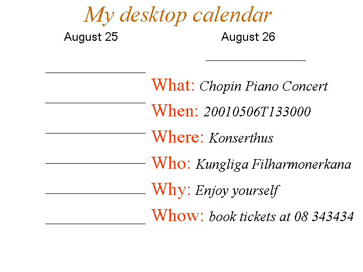 the whas in a desktop calendar