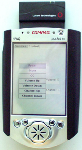 Figure 2: A Compaq iPAQ rendering an abstract UI of a TV