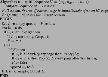 \begin{figure}\small\begin{tabbing}\textbf{Algorithm {\sc icsi}:}(URLsequence $......ot empty, Output $L$.\-\\\textbf{END}\end{tabbing}\vspace*{-3em}\end{figure}