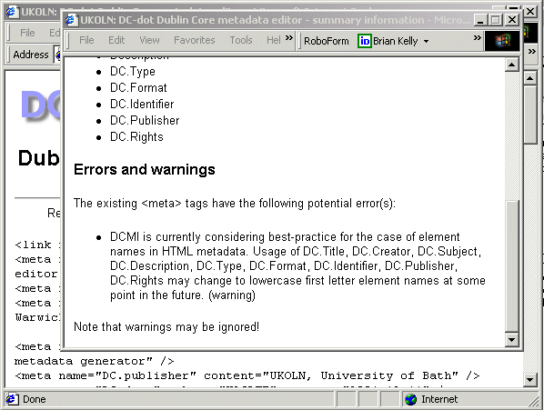 DC-dot validation report