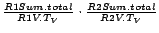 $\frac{R1Sum.total}{R1V.T_V}\cdot \frac{R2Sum.total}{R2V.T_V}$