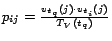 $p_{ij}=\frac{v_{t_q}(j) \cdot v_{t_i}(j)}{T_V(t_q)}$