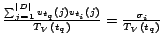 $\frac{\sum_{j=1}^{\vert D\vert} v_{t_q}(j)v_{t_i}(j)}{T_V(t_q)} = \frac{\sigma_i}{T_V(t_q)}$