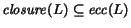 ${\it closure}(L) \subseteq {\it ecc}(L)$