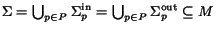 $\Sigma=\bigcup_{p \in P}\Sigma^{\rm in}_p = \bigcup_{p \in P}\Sigma^{\rm out}_p \subseteq M$