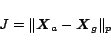 \begin{displaymath}
J = \Vert \mbox{\boldmath$X$}_a - \mbox{\boldmath$X$}_g \Vert _{p}
\end{displaymath}