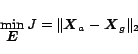 \begin{displaymath}
\min_{\mbox{\boldmath$E$}} J = \Vert \mbox{\boldmath$X$}_a - \mbox{\boldmath$X$}_g \Vert _{2}
\end{displaymath}