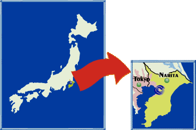 Map of Japan and Chiba