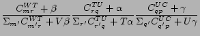 $\displaystyle {{C_{mr}^{WT}+\beta}\over{\Sigma_{m'}C_{m'r}^{WT}+V\beta}} {{C_{...
...q}^{TU}+T\alpha}} {{C_{qp}^{UC}+\gamma}\over{\Sigma_{q'}C_{q'p}^{UC}+U\gamma}}$