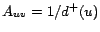 $ A_{u v} = 1/d^+ (u)$