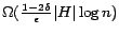 $ \Omega( \frac{1-2\delta}\epsilon \vert H\vert\log n)$