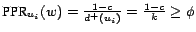 $ \ensuremath{\mbox{PPR}}_{u_i}(w)=\frac{1-c}{d^+(u_i)}=\frac{1-c}k\geq\phi$