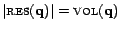 $ \vert\textsc{res}(\mathbf{q})\vert = \textsc{vol}(\mathbf{q})$