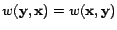 $ w(\mathbf{y},\mathbf{x}) = w(\mathbf{x},\mathbf{y})$