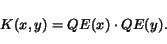 \begin{displaymath}K(x, y) = QE(x) \cdot QE(y).\end{displaymath}