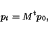 \begin{displaymath}p_{t} = M^{t} p_{0},\end{displaymath}