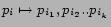 $p_i \mapsto p_{i_1}, p_{i_2} ..p_{i_k}$