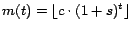 $m(t) = \lfloor c \cdot (1 + s)^t \rfloor$