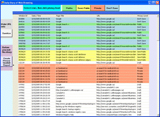 Screenshot of electronic
            diary used by participants to annotate their web
            browsing with a privacy level.