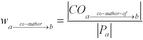 W_a-coauthor-of-b=|CO_a-coauthor-of-b|/|P_a|