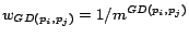 $w_{GD(p_i,p_j)}=1/m^{GD(p_i,p_j)}$