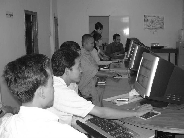 Users at a CIC center in Cambodia