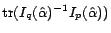 $\mbox{tr}(I_q(\hat{\alpha})^{-1}I_p(\hat{\alpha}))$