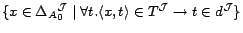 $\set{x\in\deltafai 0 \mid
\forall t.\tup{x,t}\in\Int{T}\rightarrow
t\in\Int{d}}$