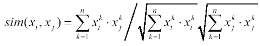 cosine similarity formula