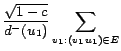 $\displaystyle {\sqrt{1-c} \over d^- (u_1)} \sum_{v_1: (v_1 u_1) \in E}$