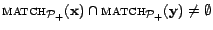 $ \textsc{match}_{{\cal{P}}_+}(\mathbf{x}) \cap \textsc{match}_{{\cal{P}}_+}(\mathbf{y}) \neq \emptyset$