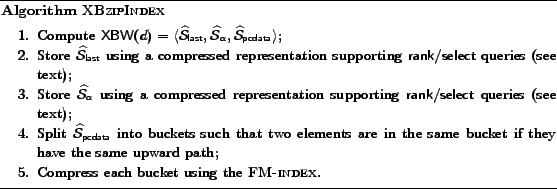 \begin{figure}\hrule {\itemsep=-2pt\baselineskip=12pt\smallskip {{\bf Algorithm}... ... {\sc FM-index}. \par\end{enumerate} \vspace*{-2pt}\vskip0pt}\hrule \end{figure}