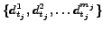 $\{ d^1_{t_j}, d^2_{t_j}, \ldots d^{m_j}_{t_j} \}$