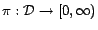 $\pi: {\cal{D}}\rightarrow [0,\infty)$